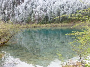 冬日静谧的清澈湖景