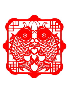 双鱼剪纸图案