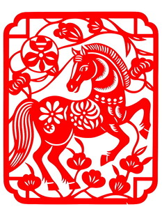 骏马剪纸图传统艺术美