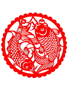 传统红色福字剪纸图案