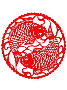 双鲤剪纸图案