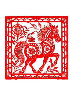 剪纸骏马图