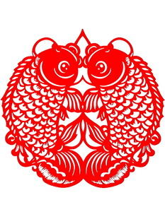 双鱼剪纸艺术图案