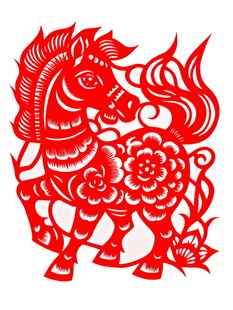红色骏马剪纸艺术作品
