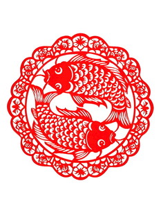 双鲤剪纸艺术图案