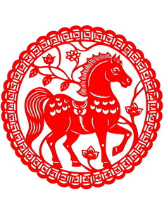 红色剪纸骏马图