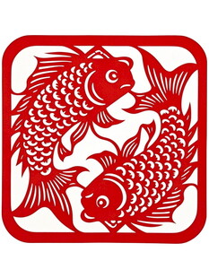 双鱼剪纸图案