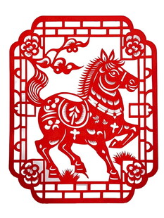 传统剪纸风骏马图