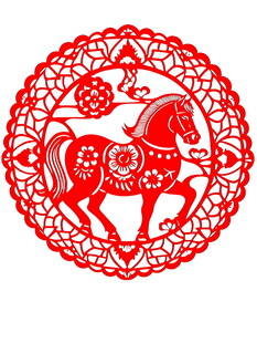 红色剪纸骏马图