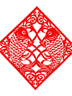双鱼剪纸图案