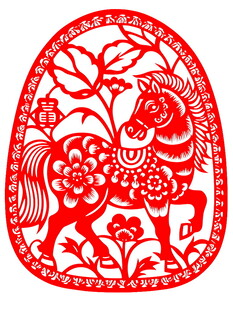 传统剪纸骏马图