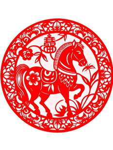 圆形骏马剪纸艺术作品