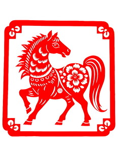 红色剪纸骏马图案