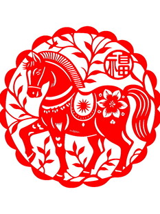 马年剪纸福图案