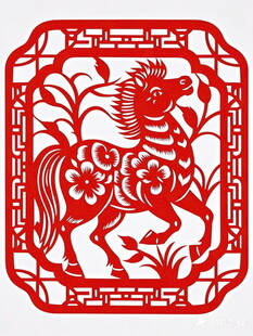 骏马剪纸图案