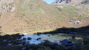 山间静谧水塘景色