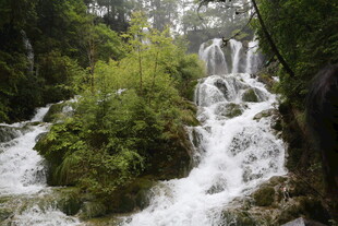 山间瀑布 绿树环绕美景