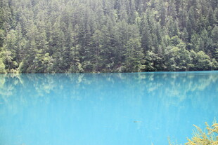 梦幻蓝湖映山林