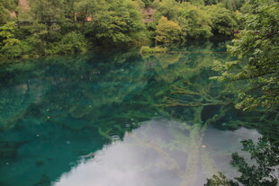 清澈幽蓝的森林湖泊