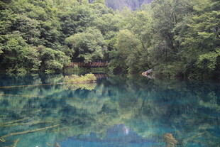 梦幻蓝湖 山林中的静谧美景