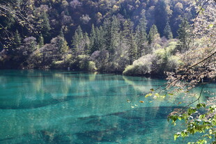 梦幻蓝湖 山林环绕之景