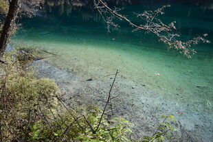 清澈幽美的山间湖水景色