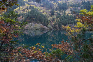 山林间的静谧湖泊