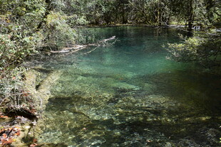 山林间的清澈幽美小湖