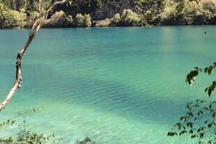 清澈碧绿的美丽湖水景色