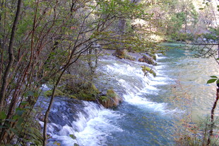 山间溪流潺潺的自然美景