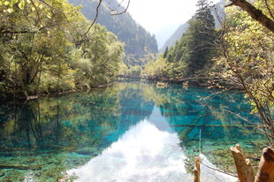 九寨沟绝美清澈蓝绿湖水