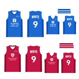 双面蓝红运动球衣套装展示