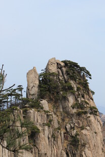 峻峭山峰上的绿植景观