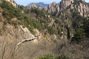 山间栈道蜿蜒于秀丽峰林