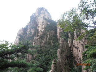 巍峨山峰与葱郁植被