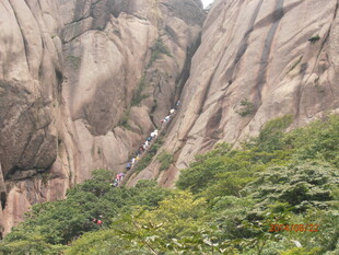 壮丽山间景 岩石绿植相映