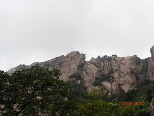 巍峨山峦与葱郁植被景观