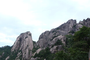 巍峨山峰与葱郁植被