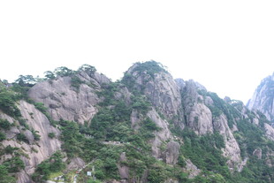 巍峨山峦绿意点缀