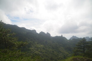 山峦云雾间的翠绿景致