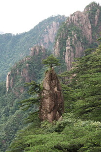 奇峰耸立的秀丽山林景观