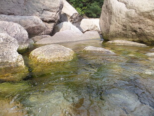 清澈溪流中的圆润石块