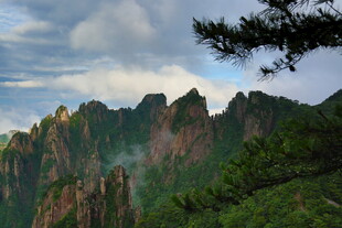 壮美山峦与葱郁树木景观