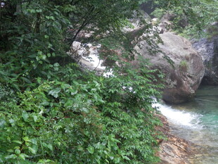 山林间的溪流瀑布景观