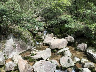 山间溪流与岩石景观