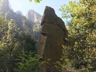 山林中的奇特石柱景观