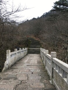 山间石桥步道景色