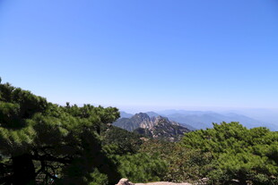 山间绿意与远处蓝天景致