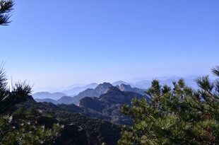 山巅远眺之秀丽山林景色