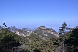青山绿树间的秀丽山景